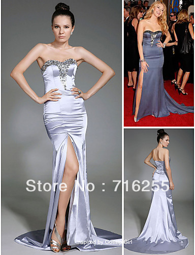 New Sweetheart Sweep Elastic Satin Mermaid Celebrity Dresses Prom/Party Pageant Dresses Custom