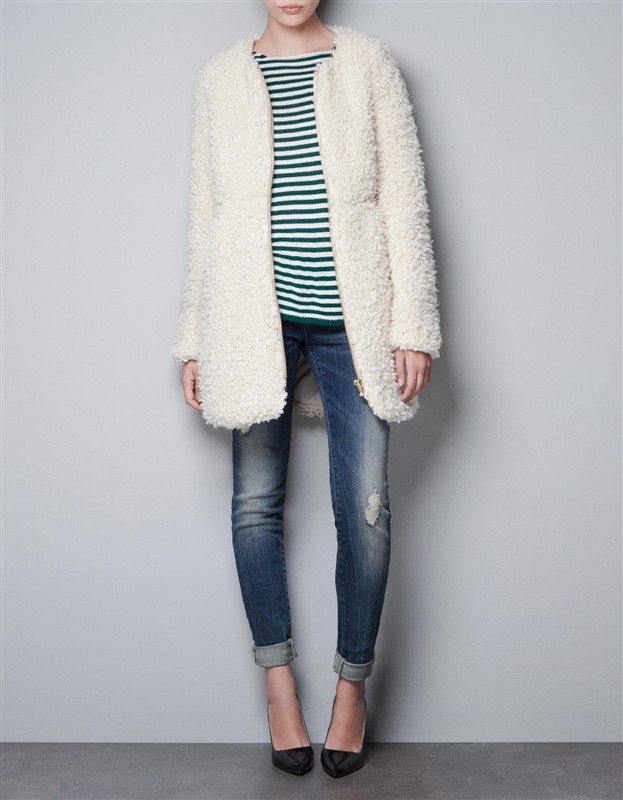 New Trendy Women Round neck Fleece Faux lamb Fur Long Jacket Parka Trench Coat free shipping
