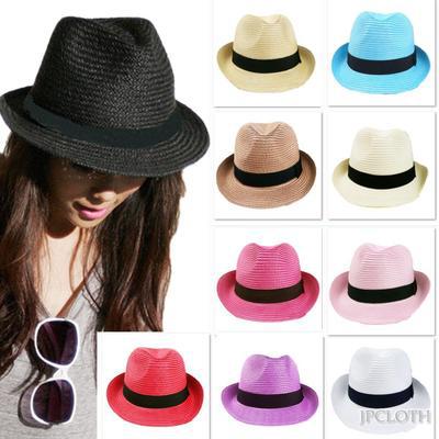 NEW Unisex Vintage Beach Summer Trilby Packable Crushable Straw Sun Hat