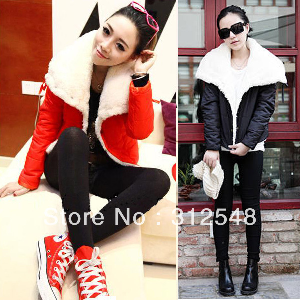 New Warm Coat Jacket Thick Winter Fur Collar Lapel Outerwear Parkas Women CY0385