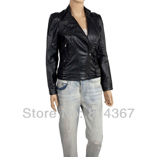 NEW  Wave  LONG SLEEVE PU LOCOMOTIVE LEATHER JACKET LAPEL WF-0259