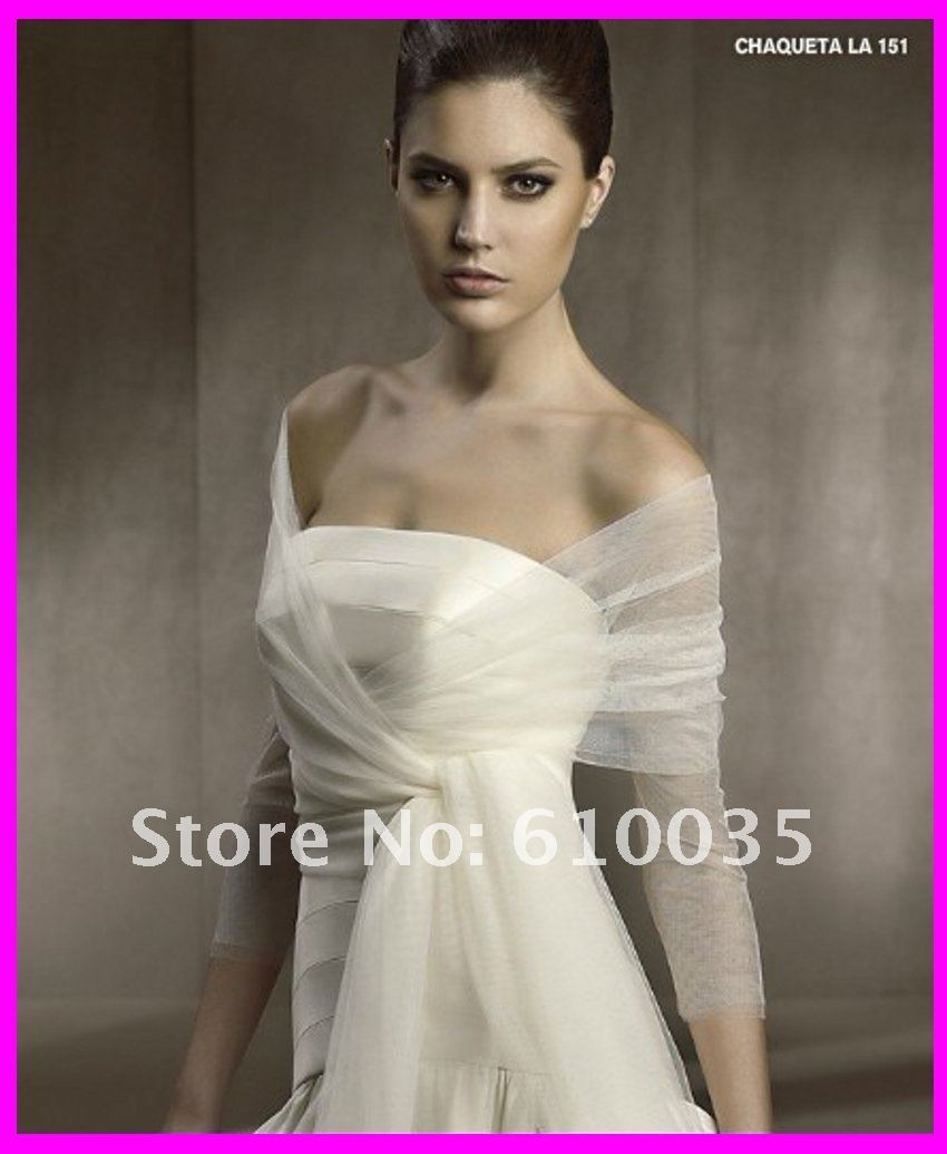 New Weddding Brial Tulle Wraps / Bridal Jacket / Ivory Tulle Bridal Jacket Free