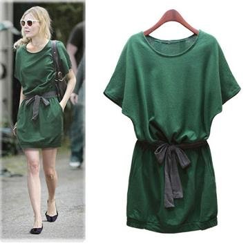 New Western Style Fashion Lady Women's Sexy Short-Sleeves Dress,Green Color,Free Shipping! BL-123