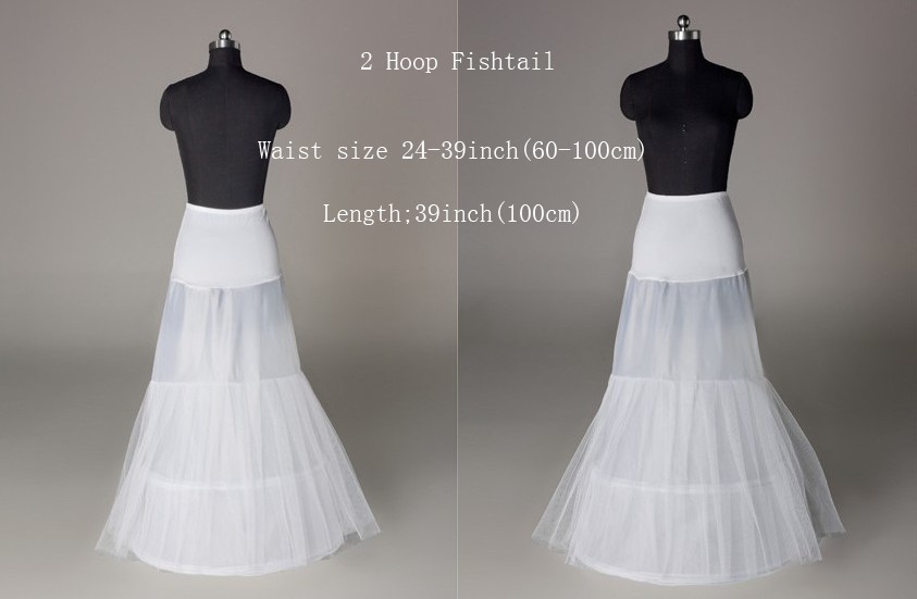 New White 2 hoop trailing Petticoat/Underdress/Underskirt/Slip Custom Prom/Wedding Dress