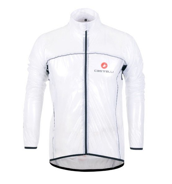 New  White Castelli Raincoat Cycling waterproof  transparent Jacket