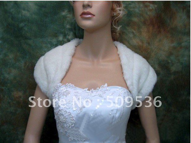 new  White faux fur bridal shrug bolero wrap FS001 large