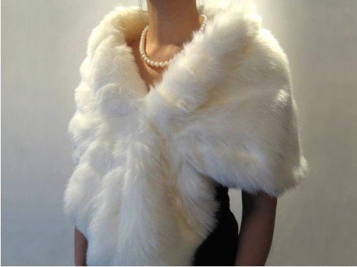 new White faux fur bridal wrap shrug stole shawl  Size  L m x