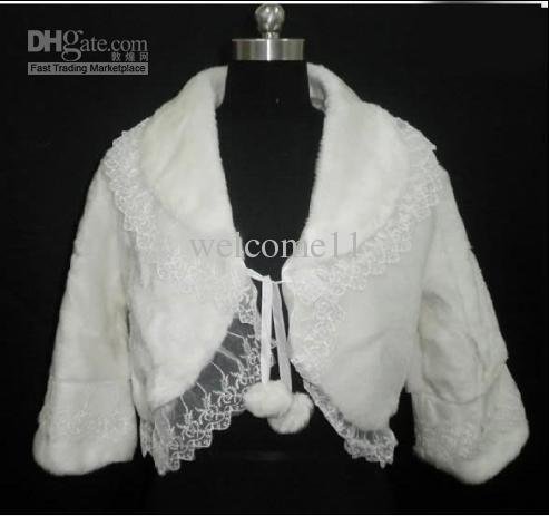New White Faux Fur Wrap Shrug Bolero Jacket Coat Bridal
