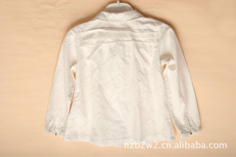 New* White Fine Jacquard Shirt Girl T Shirt Kids Children Long Sleeve Tops Tees Children Clothes 6 Pcs/Lot