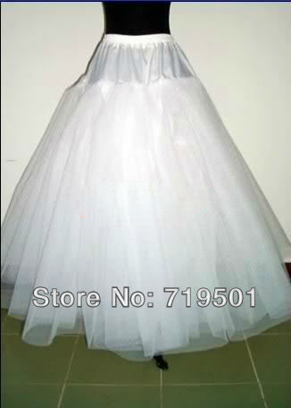 New White No-hoop 3-Layer Bridal Crinoline Wedding Petticoat Slip Underskirt