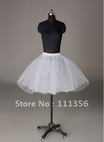 New white SHORT knee length Prom wedding dress petticoat underskirt Crinoline slip
