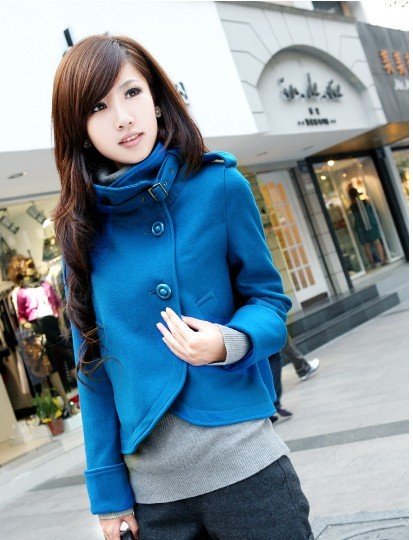 New winter woolen jacket Korean women's Retro slim collar wool coat jacket