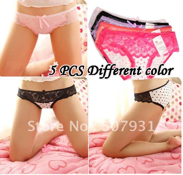 New Women 5 Pcs Sexy Briefs Knickers Cotton Lace Lingerie Underwear Fashion