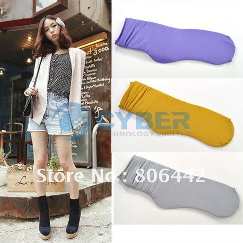 New Women Crew Soft Socks Hosiery Over Ankle Extended Casual Color Candy Free Shipping