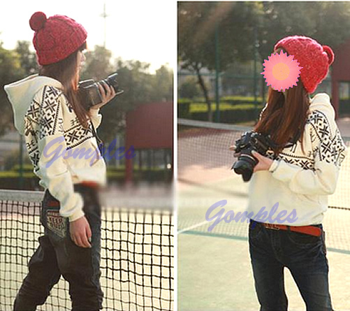 New Women Deer Pattern Hoody Hoodies Snowflake Sweater Ladies Outer Sweater Pullover Coat