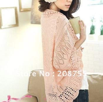 New women's bat sleeve hollow out the knitting garment female thin unlined upper garment to prevent bask in air conditioning