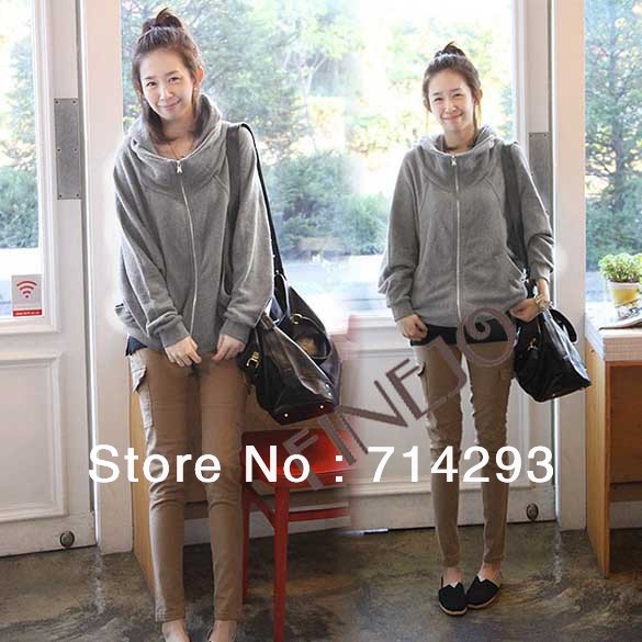 New Women's Jacket Hooded Zip Up Coat Outerwear 2colors Free shipping 9241