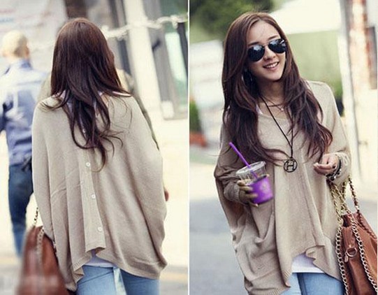 New Women's Korea Casual Loose Big Skull Long Cool Knit Sweater Cardigans