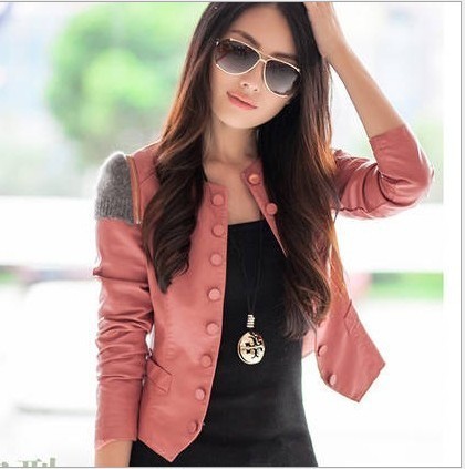 New women's leather brief paragraph leather coat anti PU leather fashion locomotive suit