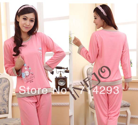New Women's Long Sleeve Cartoon Balloon Pattern Cotton Pajamas Sleepwear Sleep Clothes cheap Free shipping 11172