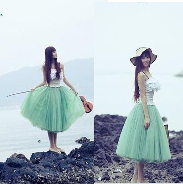 New Women's Stylish 5 Layers Net yarn Tutu Skirt Petticoat Knee-Length Length Dress HR251