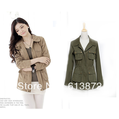New Womens Casual Lapel Warm Beam Waist Windbreaker Tops XCS1231208