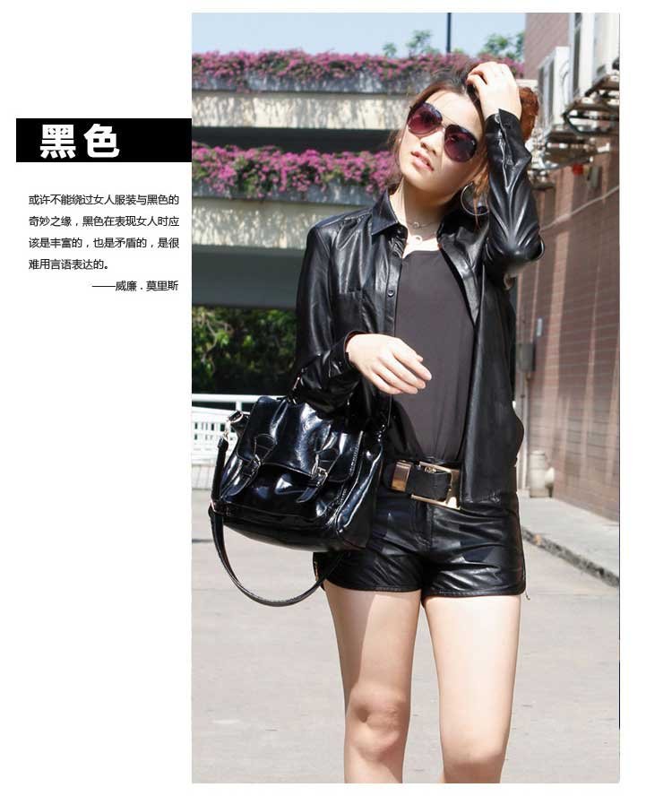 NEW Womens Casual Stylish Stand Collar Slim-fit Leather Jacket Coat free shipping