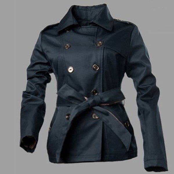 New Womens Deep Blue Long Sleeve Lapel Windbreaker Jacket Coat SIZE M/L/XL/XXL 902058-FZ-8030-3