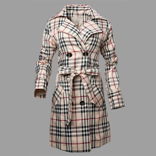 New Womens Fashion charming  Long Sleeve Slim-fit Plaid Windbreaker Jacket Coat SIZE M/L/XL/XXL