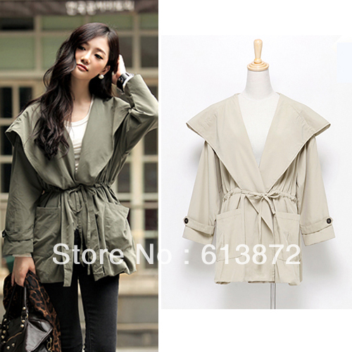 New Womens Hooded Casual Wild Solid Color Pocket Windbreaker Coats XCS1231225