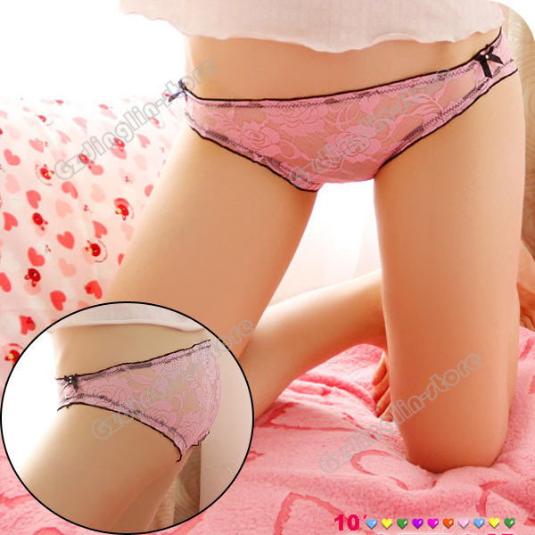 New Womens Ladies Lace Sexy Rose Designer Transparent Underwear Panties Knickers Briefs Lingerie 3 Colors Shipping NY042