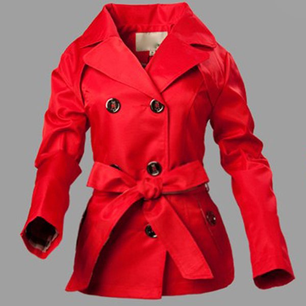 New Womens RED Long Sleeve Lapel Windbreaker Jacket Coat SIZE M/L/XL/XXL 902058-FZ-8029-4FREE SHIPPING
