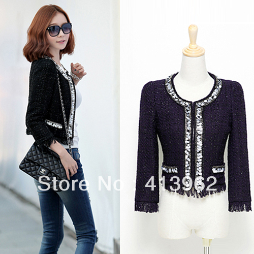 New Womens Round Neck Tassel Elegant Long-sleeved Casual Coat Tops XCS1231211
