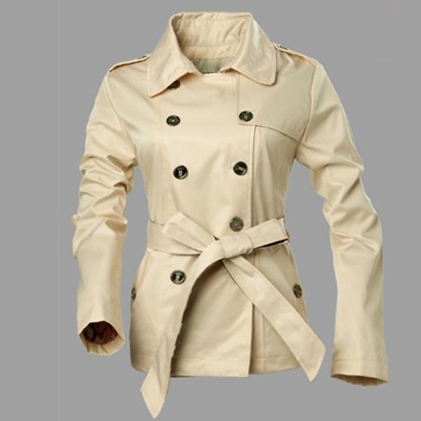 New Womens White Long Sleeve Lapel Windbreaker Jacket Coat SIZE M/L/XL/XXL 902058-FZ-8030 FREE SHIPPING