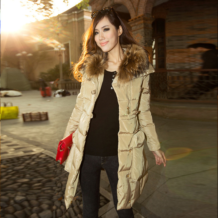 New Year Gift For lady Brand Clothing Womens down jacket high quality luxurious fur collar female ultra long down coat Bright