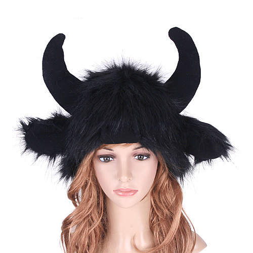 New year gift general cartoon hat animal hat plush black bull hat earmuffs