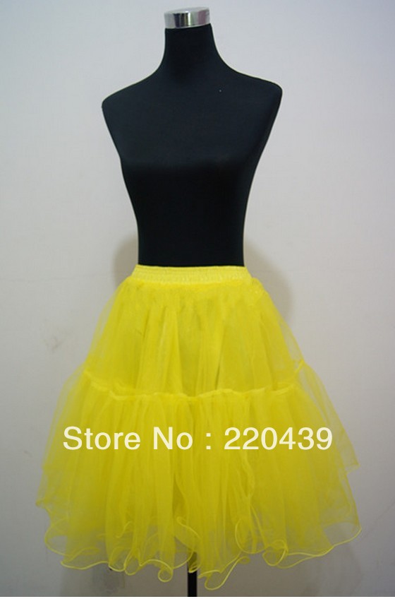 New yellow Crystal Yarn Short Prom Gowns Petticoat Underskirt slip Wedding. Bridal Crinoline *