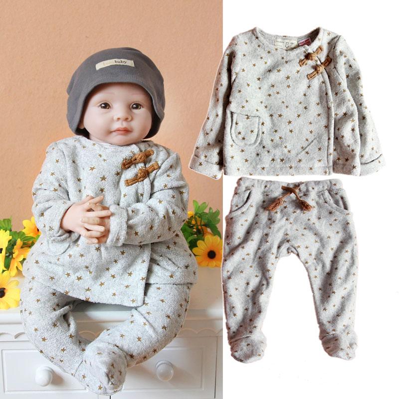 Newborn infant underwear set monk clothing top trousers set towel wincey