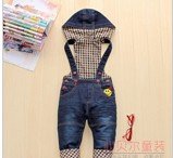 Newest Design!!  baby and young children denim  overalls suspenders hooded denim overalls