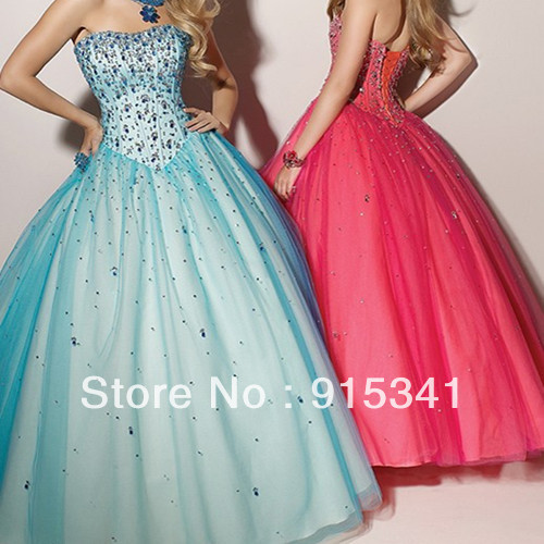 Newest Designing Ball Gown Strapless Beaded Organza 2013 Fashion Quinceanera Dresses