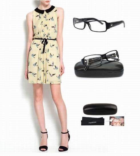 Newest Elegant Ladies' Summer Wear Europe Style Dress with  Black Leather Frames Clear Lens  Case Packaging  FREE SHIPPING CB001