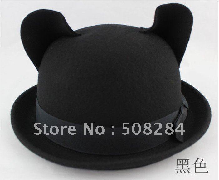 Newest Fashion Little Devil Hat Animal Ears 100% Wool Hats Cap Lovely Hat with Bow Many Colors