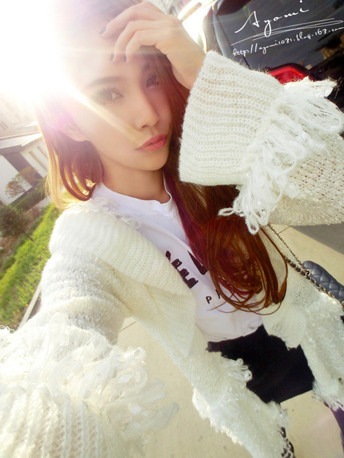 newest Ladies sweet sexy elegant ruffle collar laciness speaker tassel slim medium-long knitted sweater outerwear
