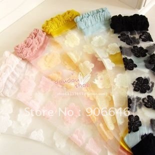 Newest Rose Pattern Lace Women's Mesh Socks,Vintage Transparent Slik Socks 10 Pairs/Lot+FREE SHIPPING