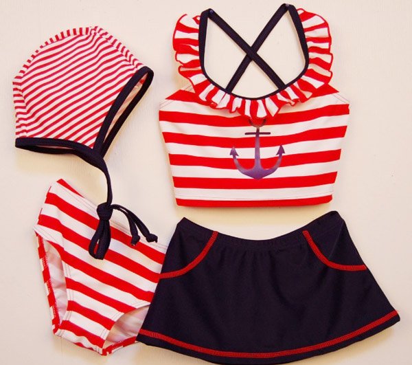 Newest Stripe girls swimwear, baby swimwear,children beachwear with cap 10sets/lot free shipping