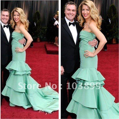 Newly Design Strapless Mint Mermaid Chris Miller's Wife Oscar Dress