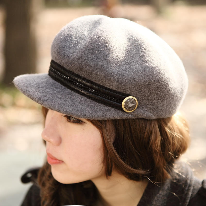 Newsboy cap woolen hat winter cap women's octagonal cap autumn and winter female winter