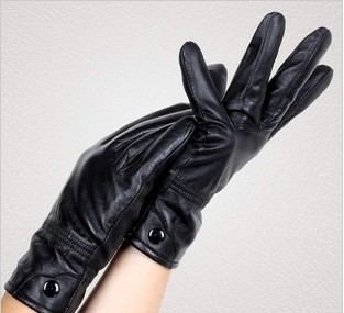 newset  brand Warm ladies fashion genuine leather gloves  lined femalesheepskin with velvet gloves