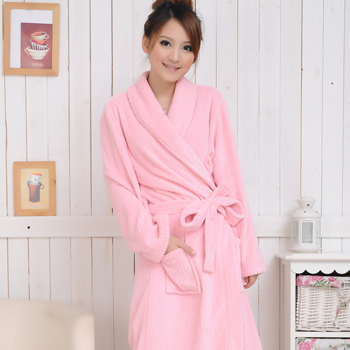 Newsluck female coral fleece sleepwear robe bathrobes pink of oilfilled bathrobes pink bathrobe