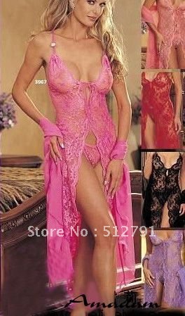 ng008/Free shipping!Sexy long lingerie dress,Sexy costumes women Full lace lingeries set, Women underwear Intimate Nightwear